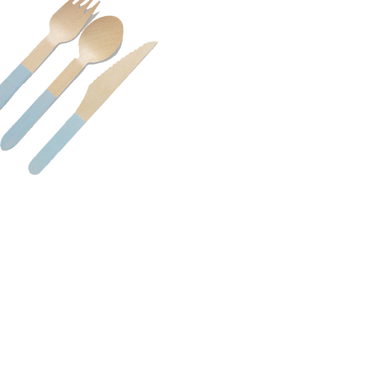 Pale Blue Wooden Cutlery Set (30 per pack)