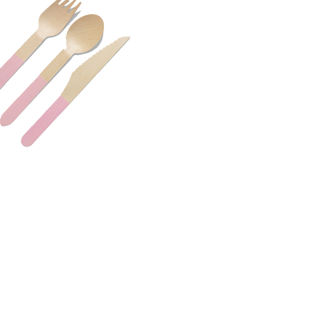 Pale Pink Wooden Cutlery Set (30 per pack)