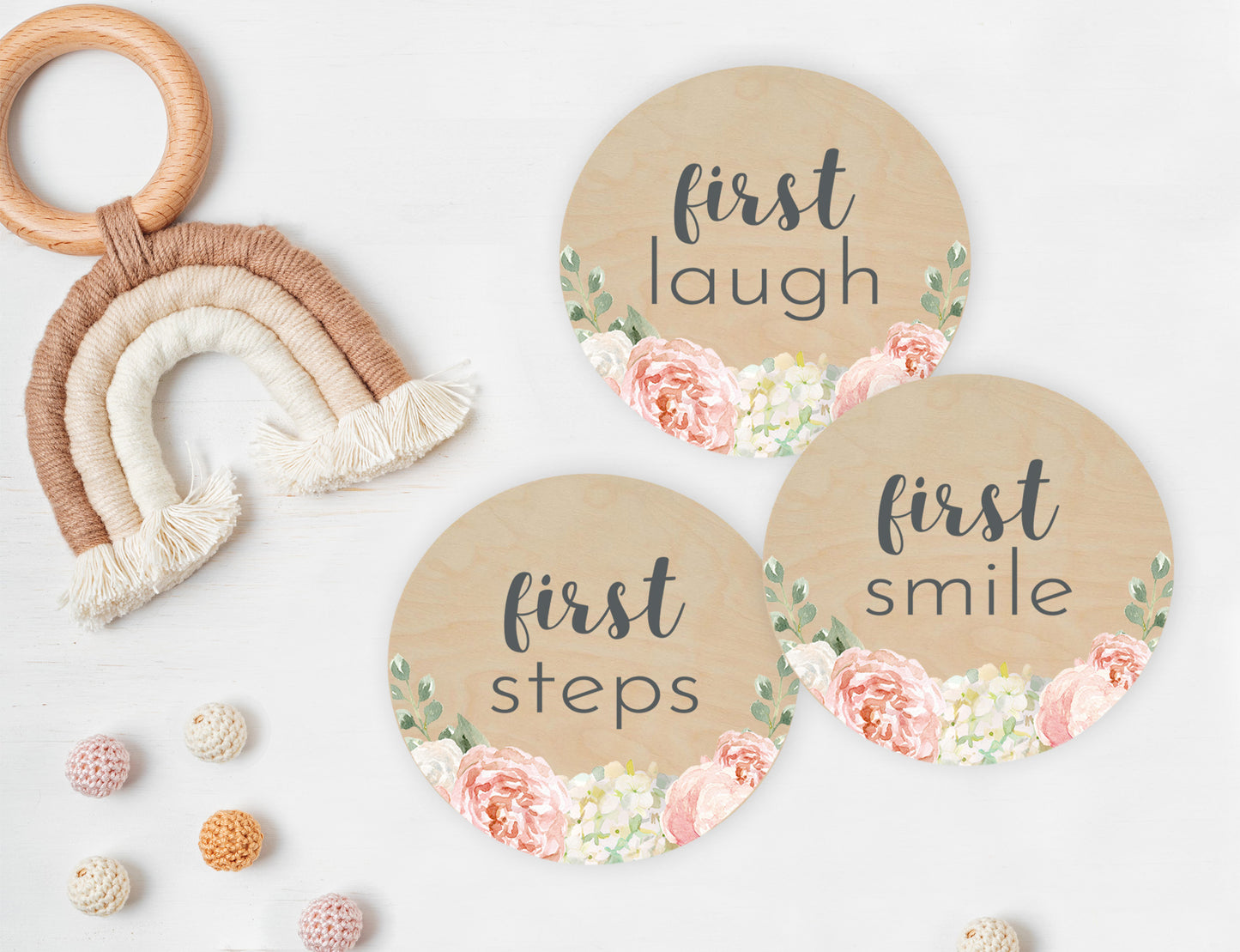 Blush Floral Monthly Milestone Cards