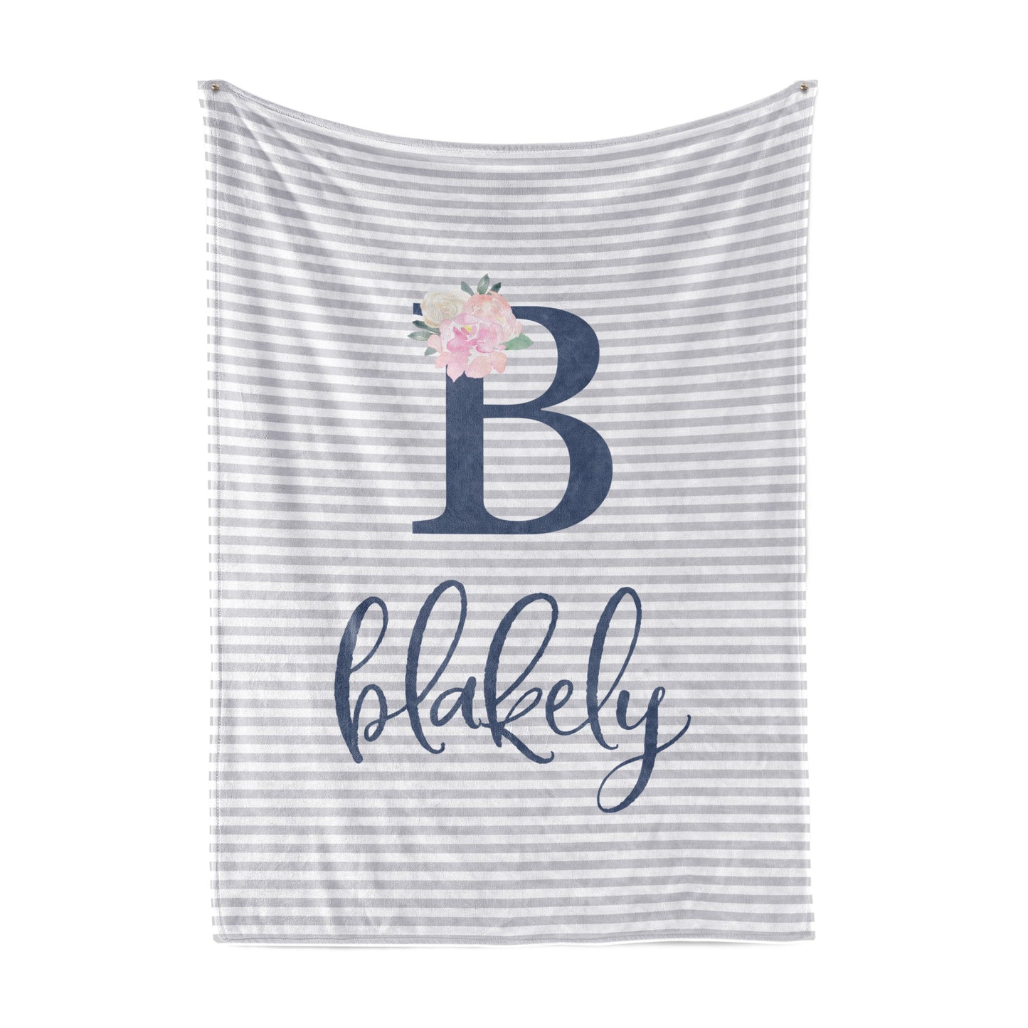 Grey and Navy Blanket Personalized Baby Blankets With Name TheGracefulGoose