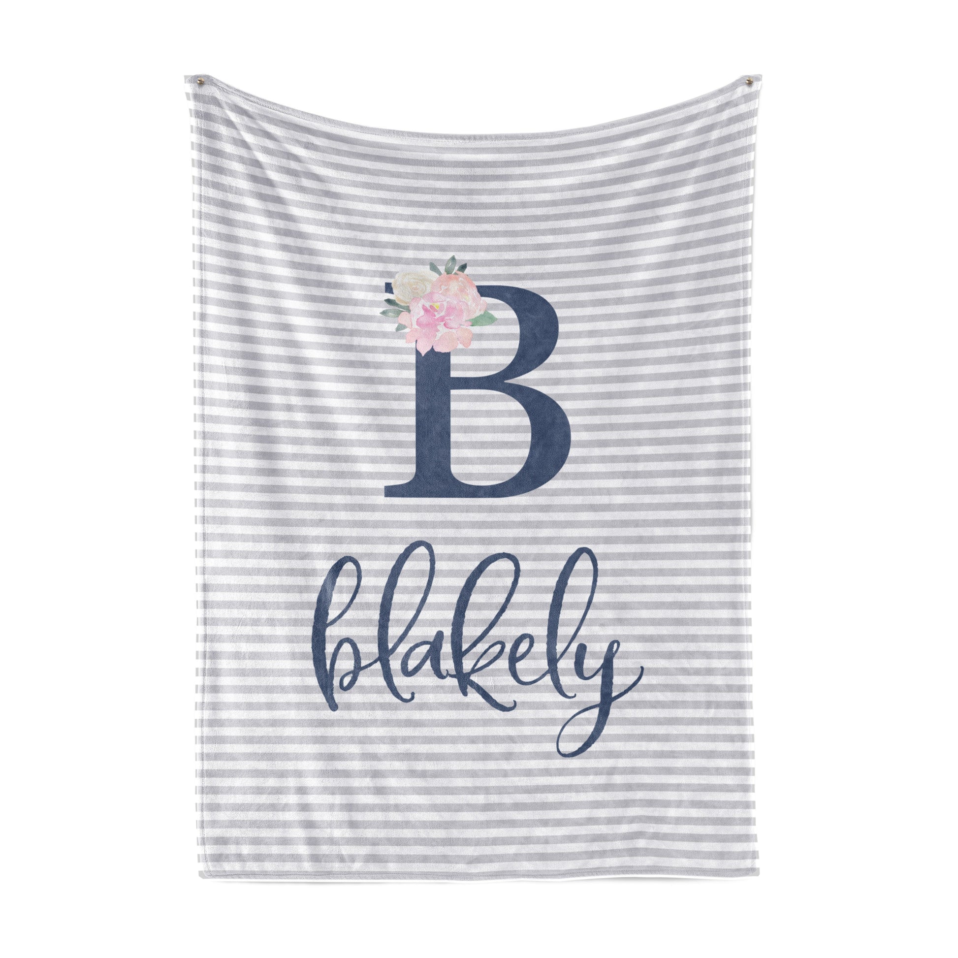 Grey and Navy Blanket Personalized Baby Blankets With Name TheGracefulGoose