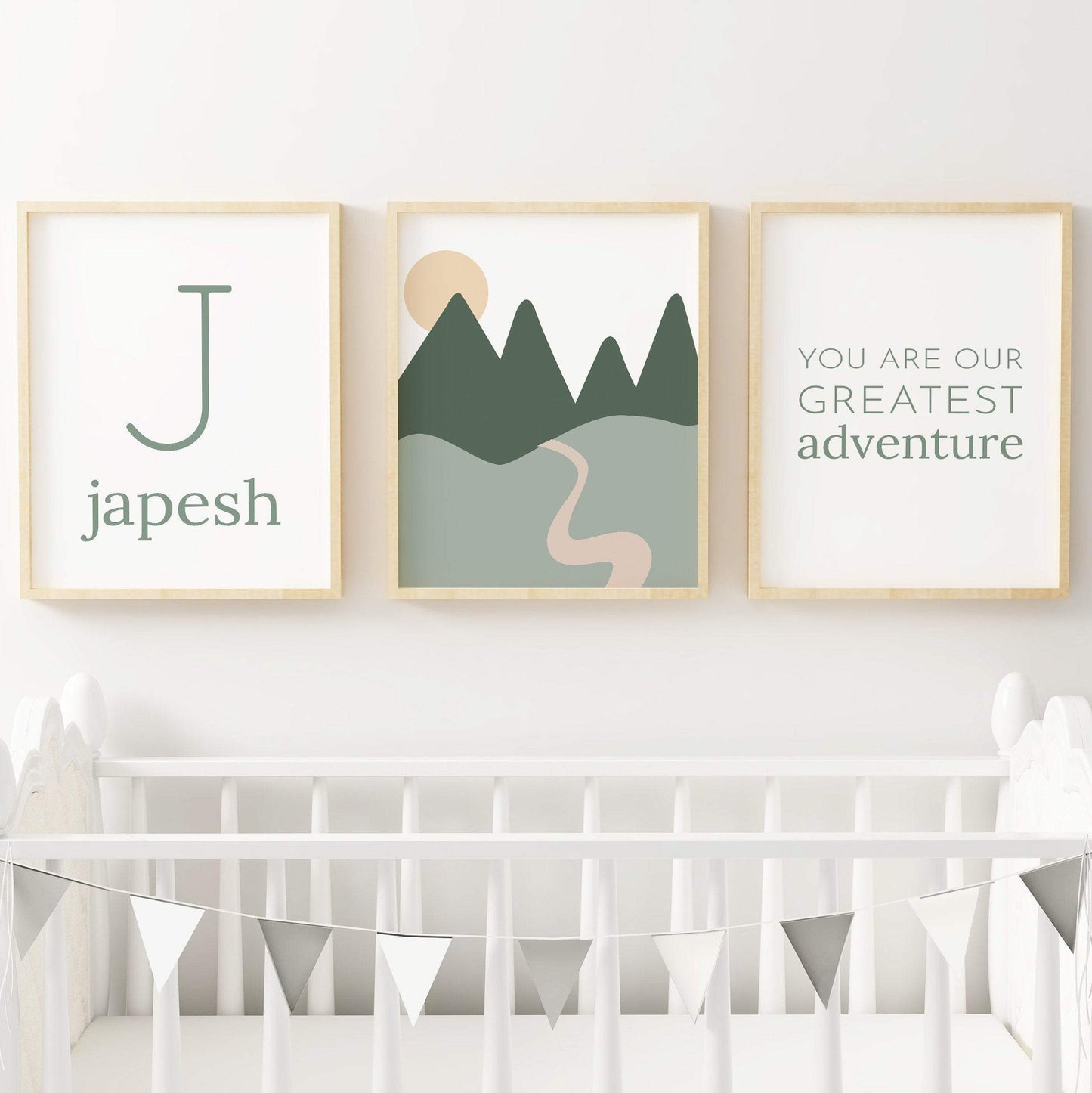 Southwestern Wall Art Nursery - Set of 3, Framed Wall Art for Kids, Personalized Nursery Wall Art, Boys Room Decor, Newborn Baby Boy Nursery The Graceful Goose
