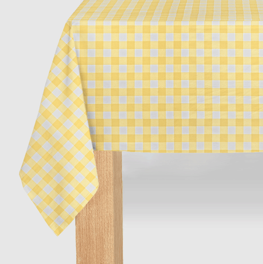 Yellow Gingham Paper Tablecloth