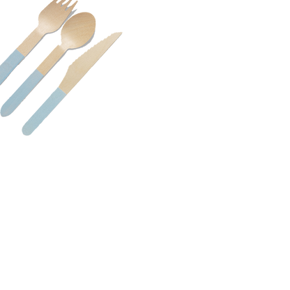 Pale Blue Wooden Cutlery Set (30 per pack)