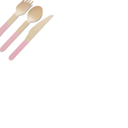 Pale Pink Wooden Cutlery Set (30 per pack)