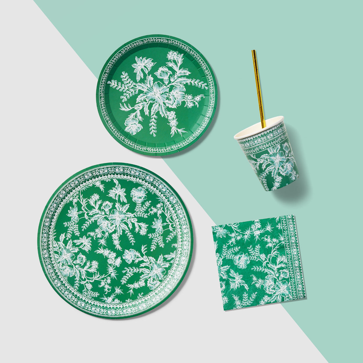 Emerald Toile Large Plates (10 per pack)