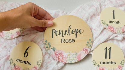 Pink Floral Wooden Name Sign