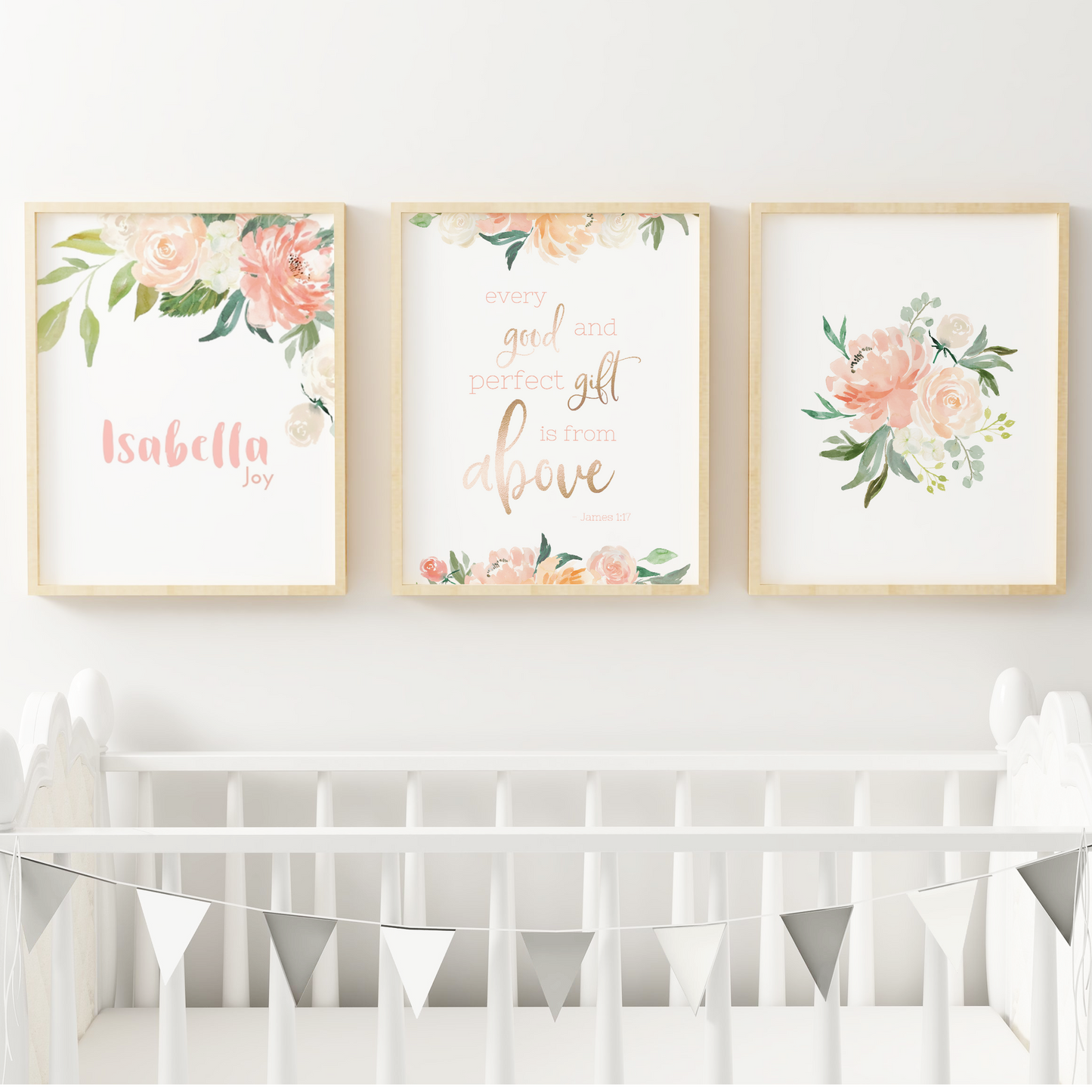 Coral Nursery Wall Art Set #2