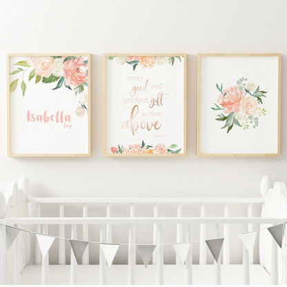 Coral Nursery Wall Art Set #2