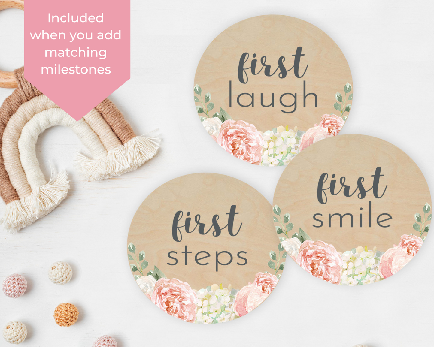Pink Floral Wooden Name Sign