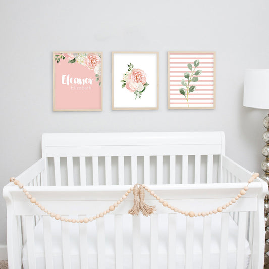 Dark Blush Nursery Wall Art Set #8