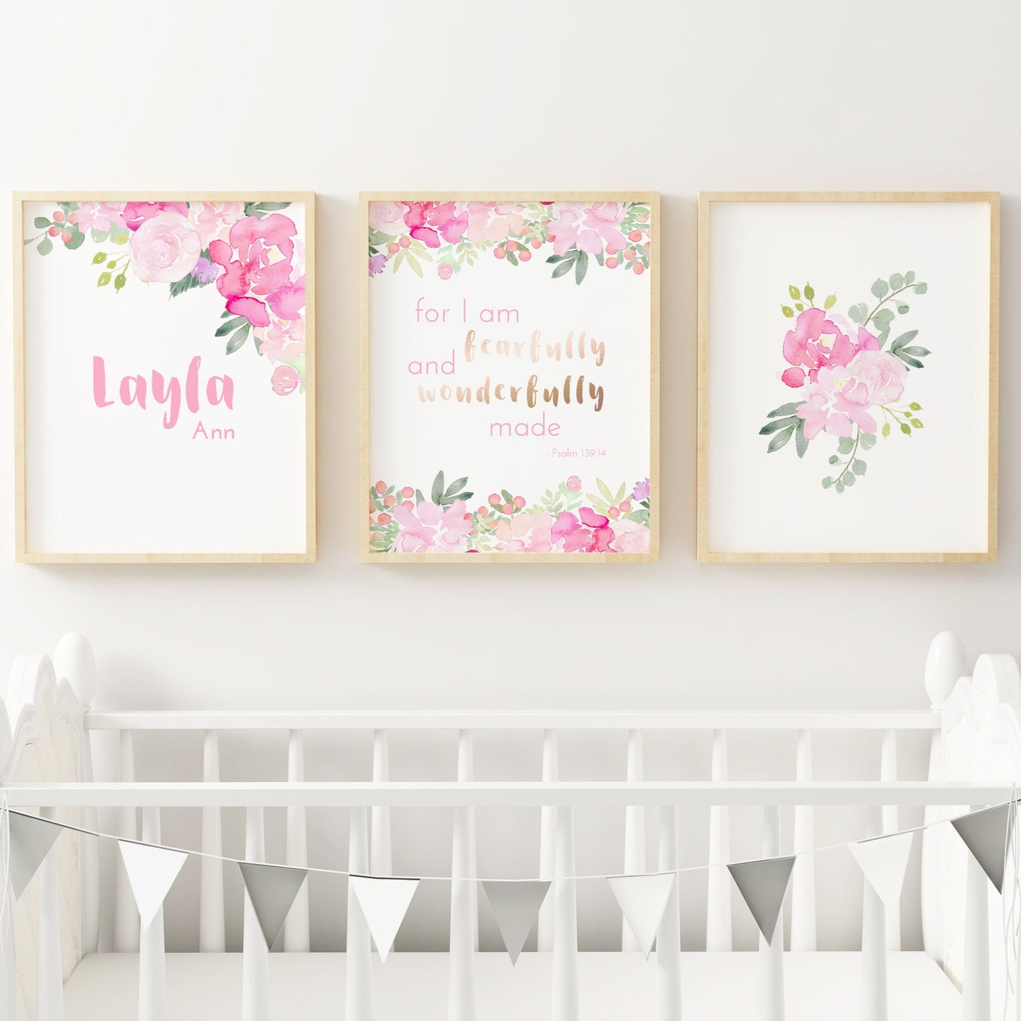 Bright Pink Nursery Wall Art Set #2