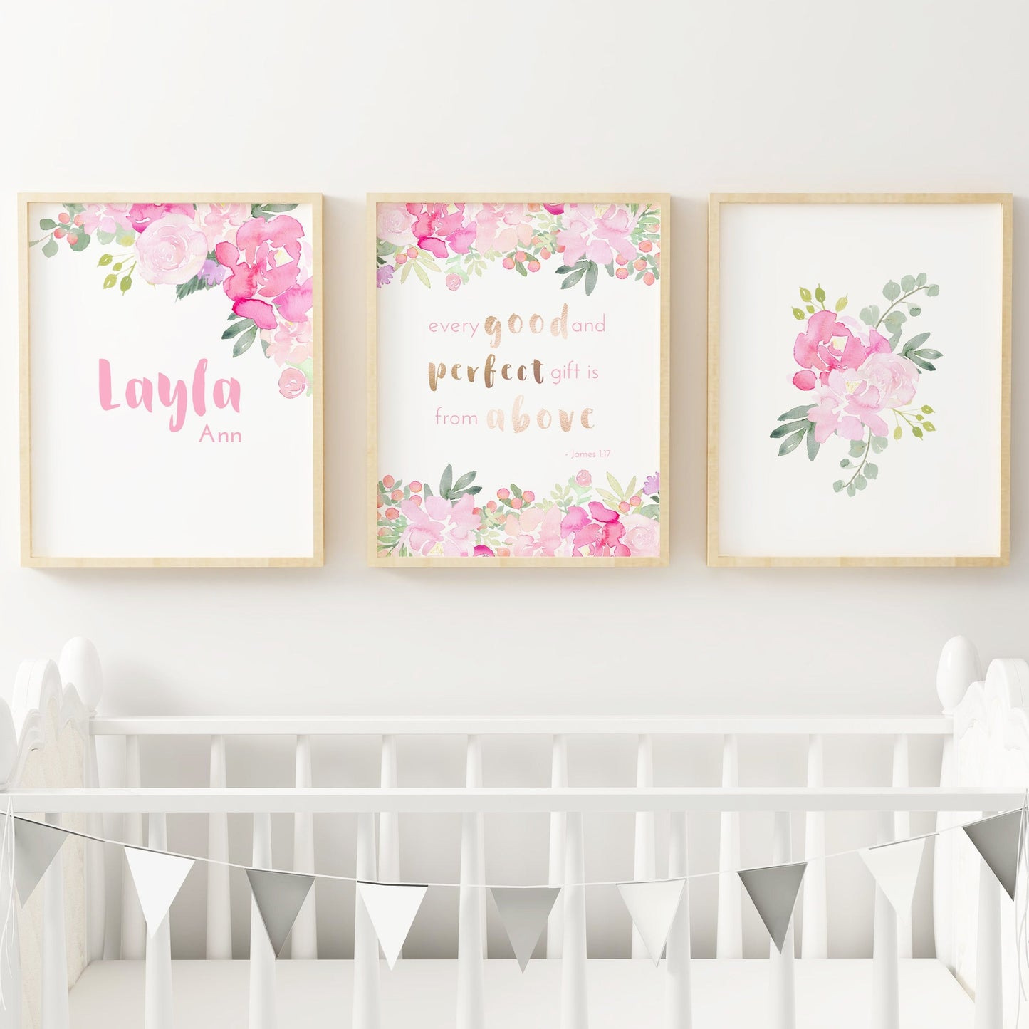 Bright Pink Nursery Wall Art Set #2