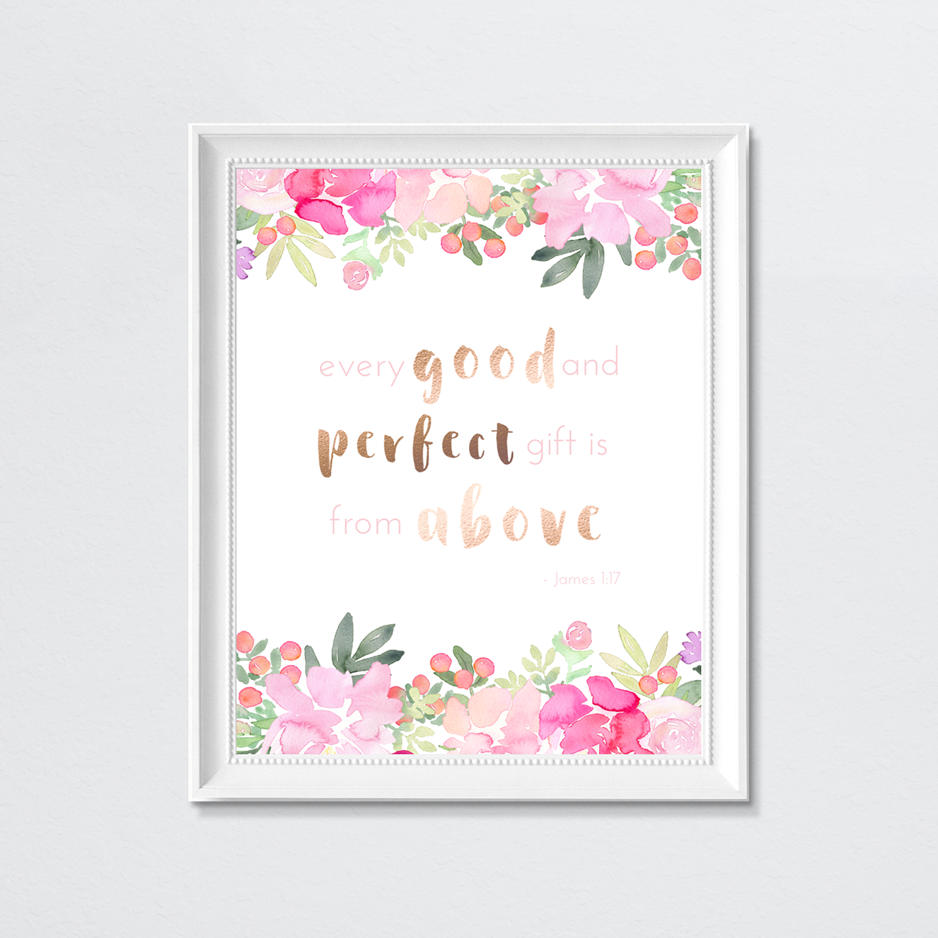 Bright Pink Floral Quote Print - Fearfully Made