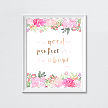 Bright Pink Floral Quote Print - Fearfully Made