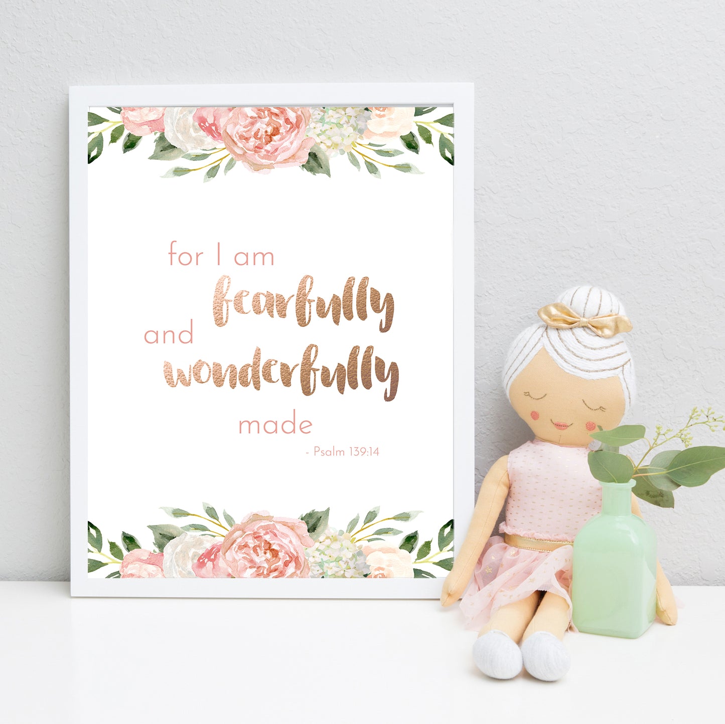 Dark Blush Floral Quote Print - Fearfully Made