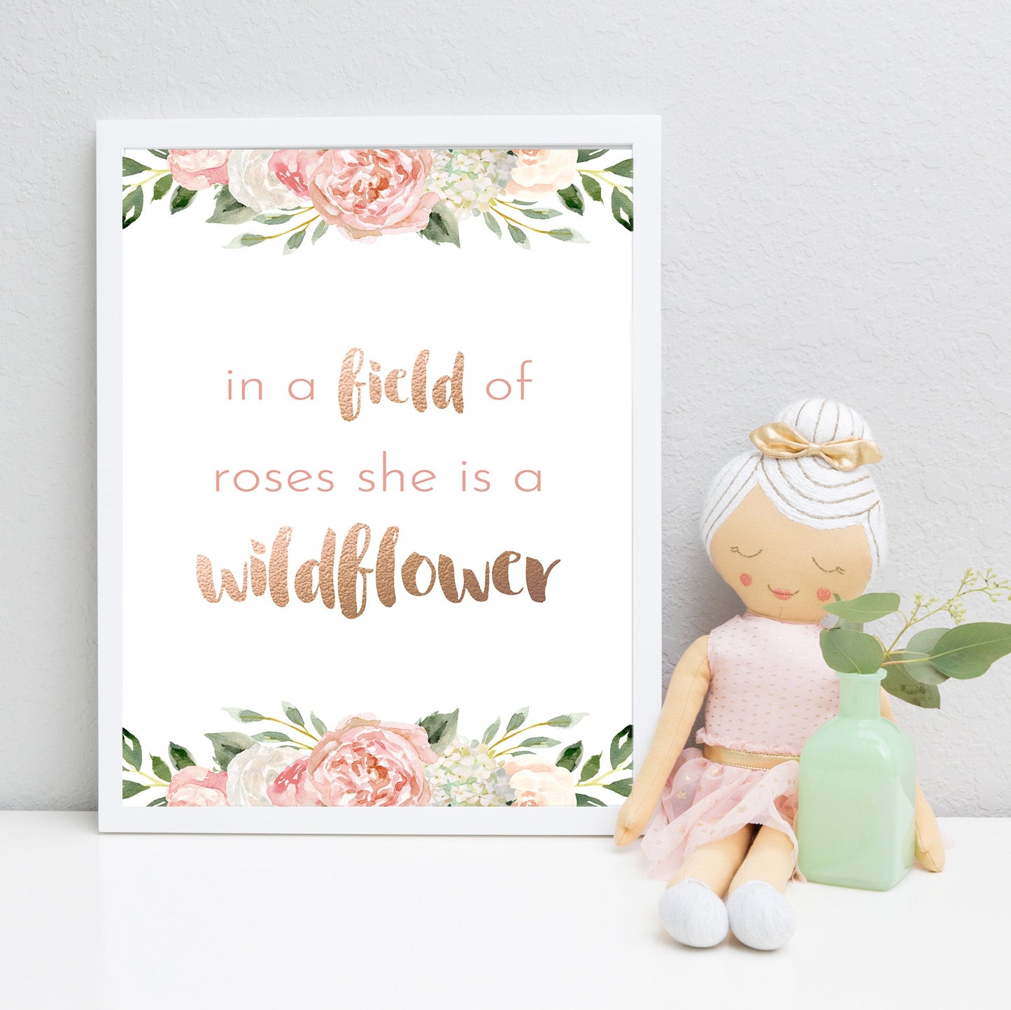 Dark Blush Floral Quote Print - Good and Perfect