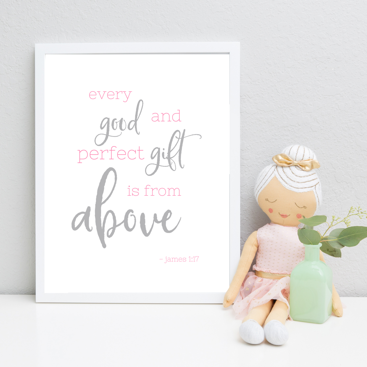 Light Pink and Grey Cursive Quote Print
