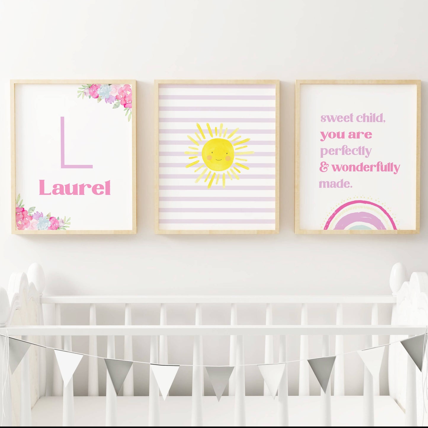Colorful Floral Nursery Wall Art Set