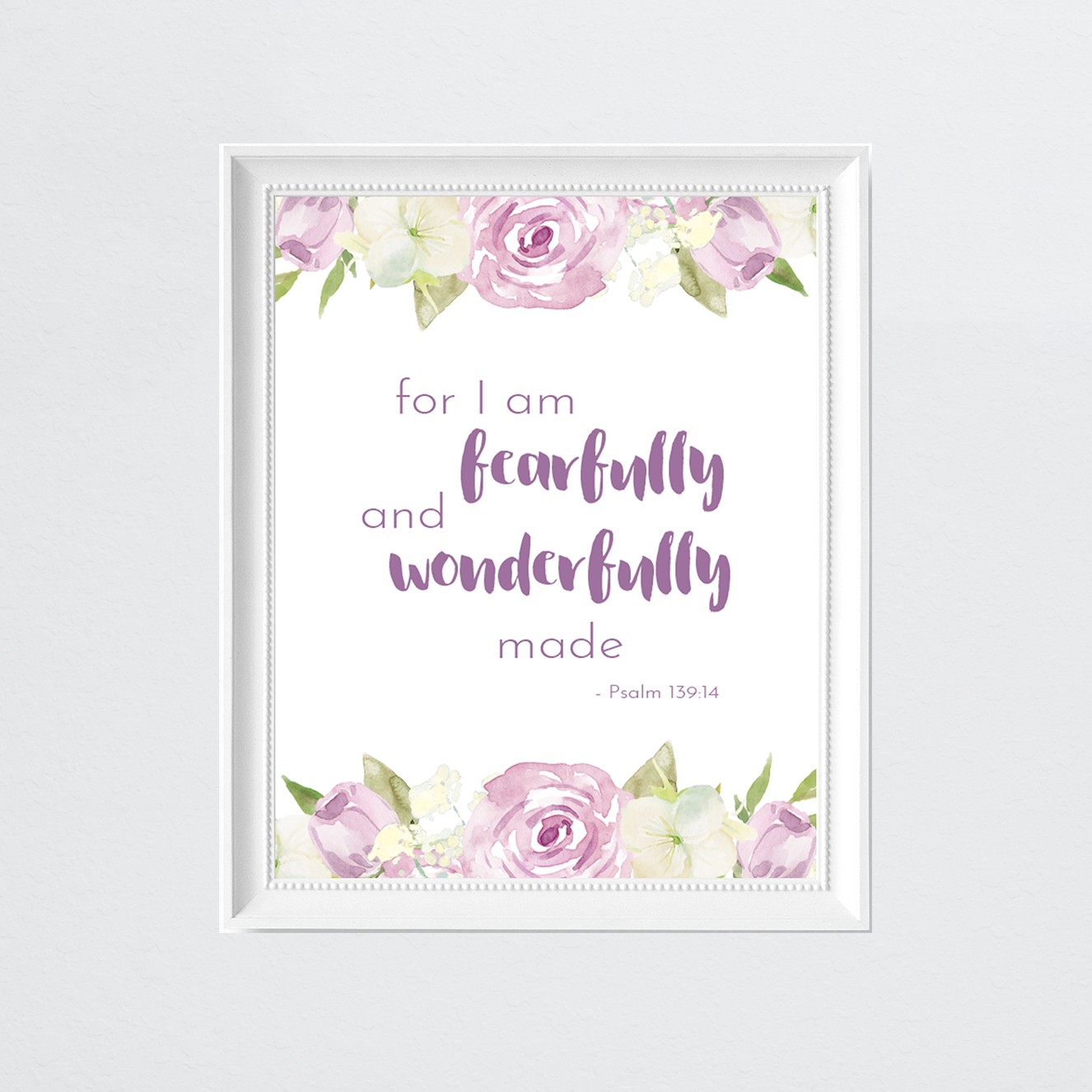 Purple Floral Quote Print - Fearfully Made