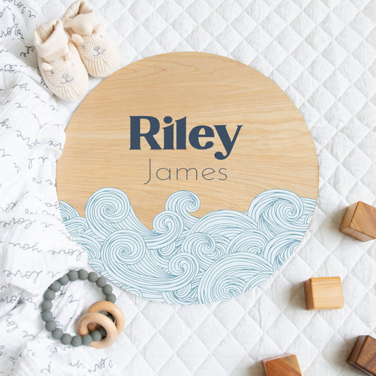 Waves Wooden Name Sign