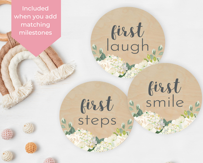 White Floral Wooden Name Sign