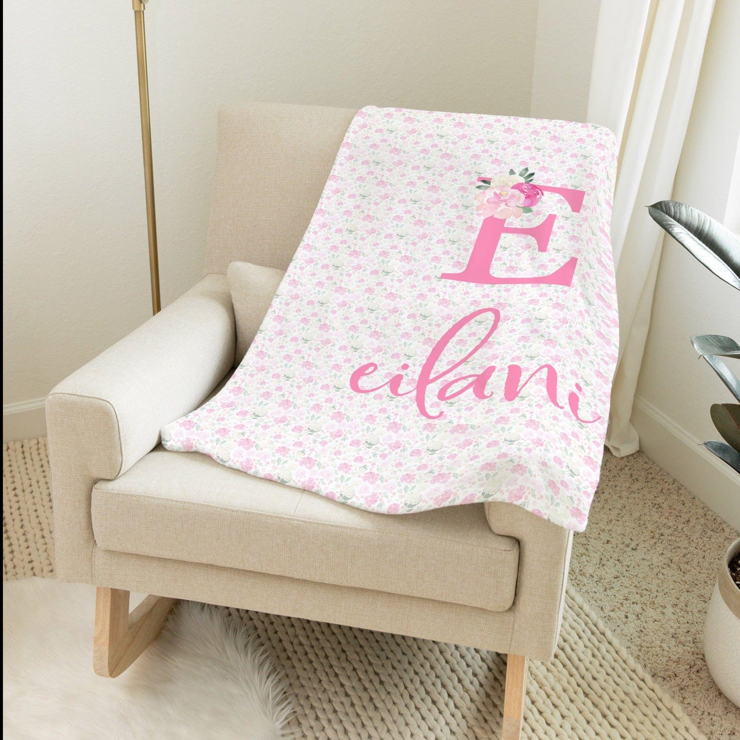 Bright Pink Floral Blanket Baby Blankets TheGracefulGoose