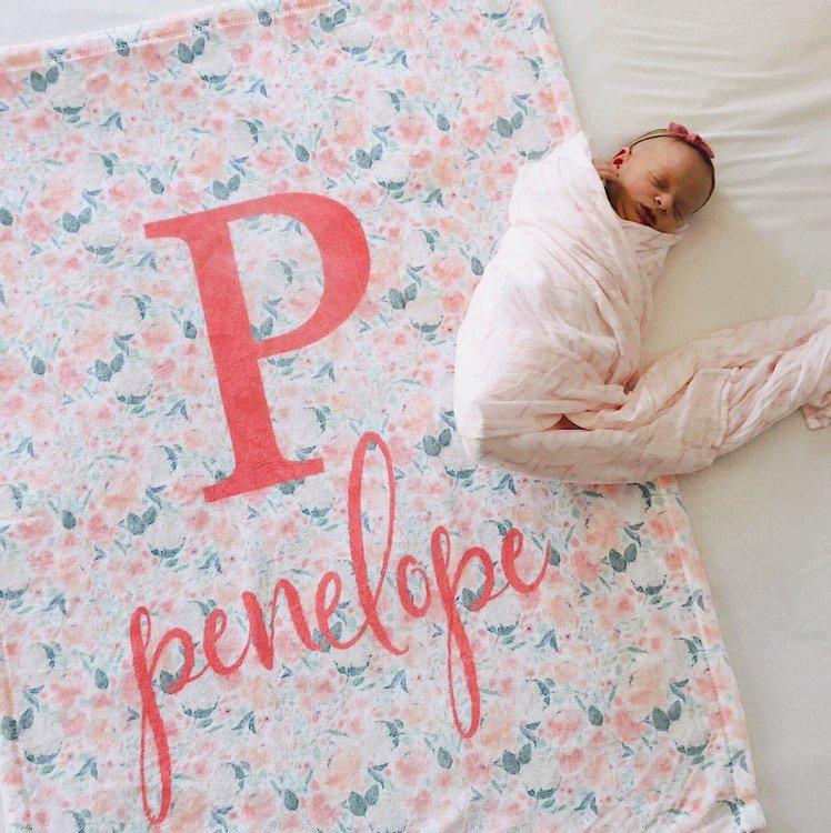 Coral Floral Blanket Baby Blankets TheGracefulGoose