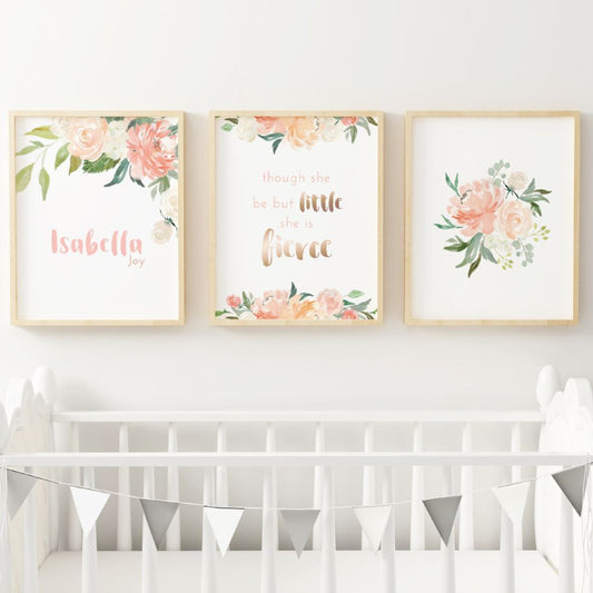 Coral Nursery Wall Art Set #2