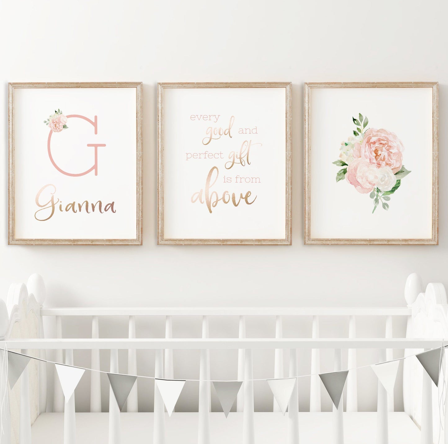 Dark Blush Nursery Wall Art Set #6