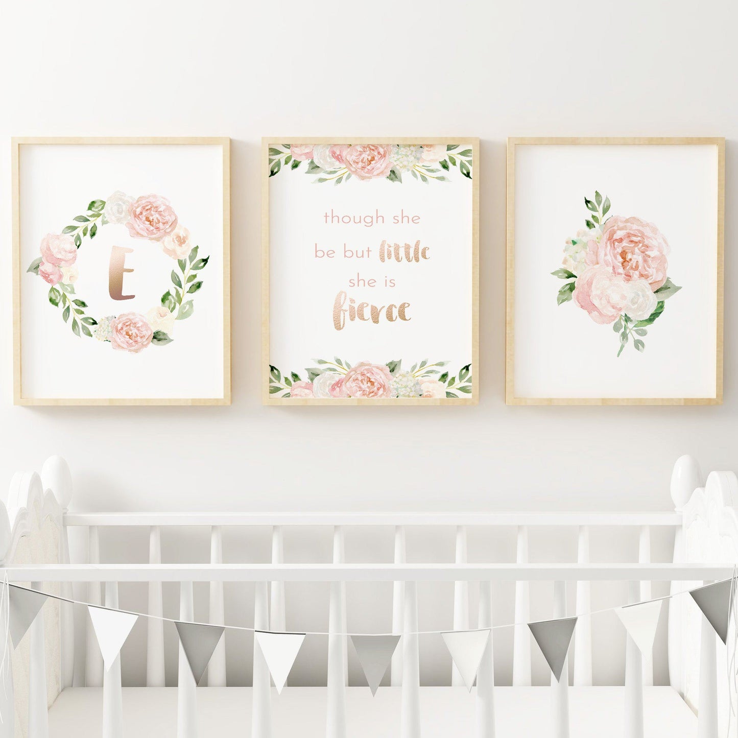 Dark Blush Nursery Wall Art Set #7