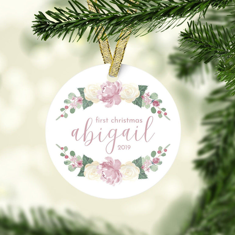 Dusty Rose First Christmas Ornament Christmas Ornaments TheGracefulGoose