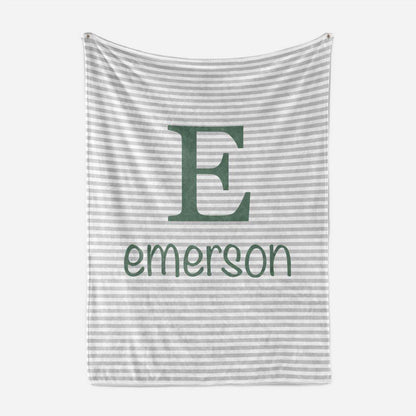 Green and Grey Striped Blanket Baby Blankets TheGracefulGoose