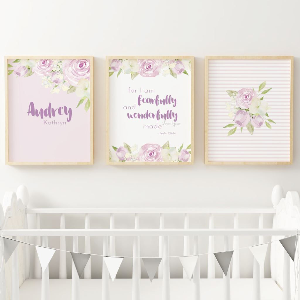 Lavender Nursery Wall Art Set #1