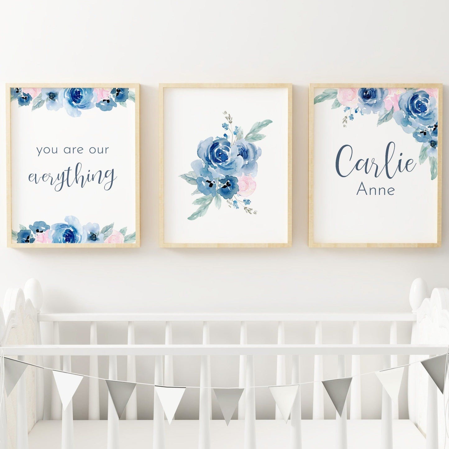 Pink and Navy Nursery Wall Art Set #2