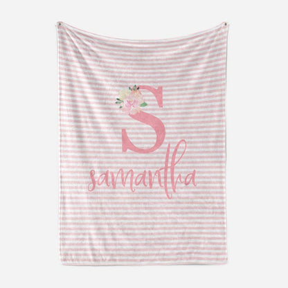Pink Striped Blanket Baby Blankets TheGracefulGoose