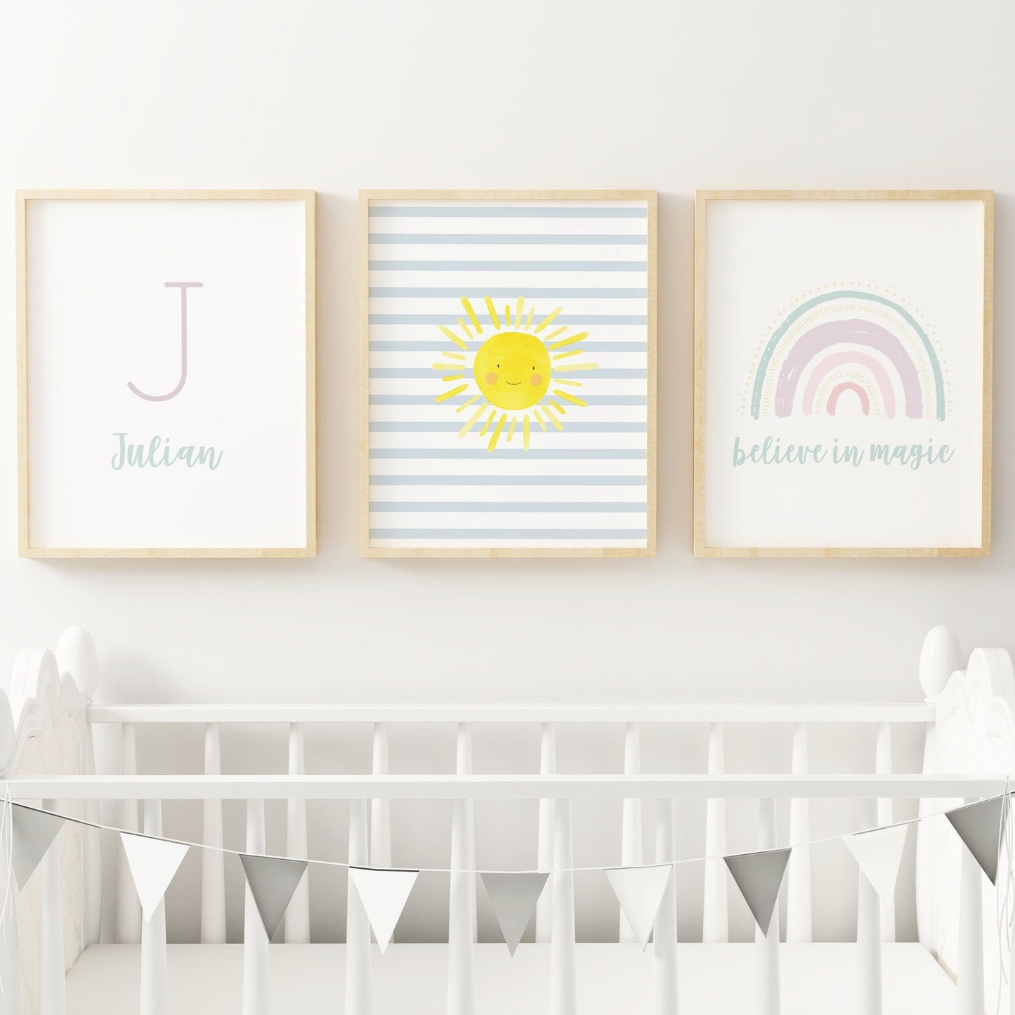 Pastel Rainbow Nursery Wall Art Set