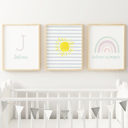 Pastel Rainbow Nursery Wall Art Set