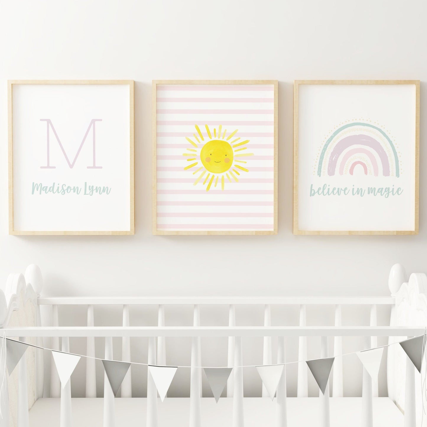 Pastel Rainbow Nursery Wall Art Set