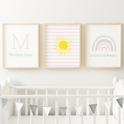 Pastel Rainbow Nursery Wall Art Set