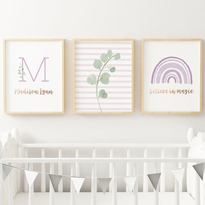 Purple Rainbow Nursery Wall Art Set
