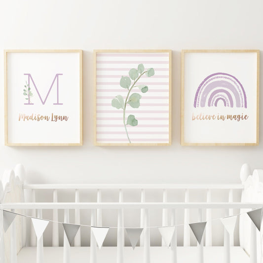 Purple Rainbow Nursery Wall Art Set