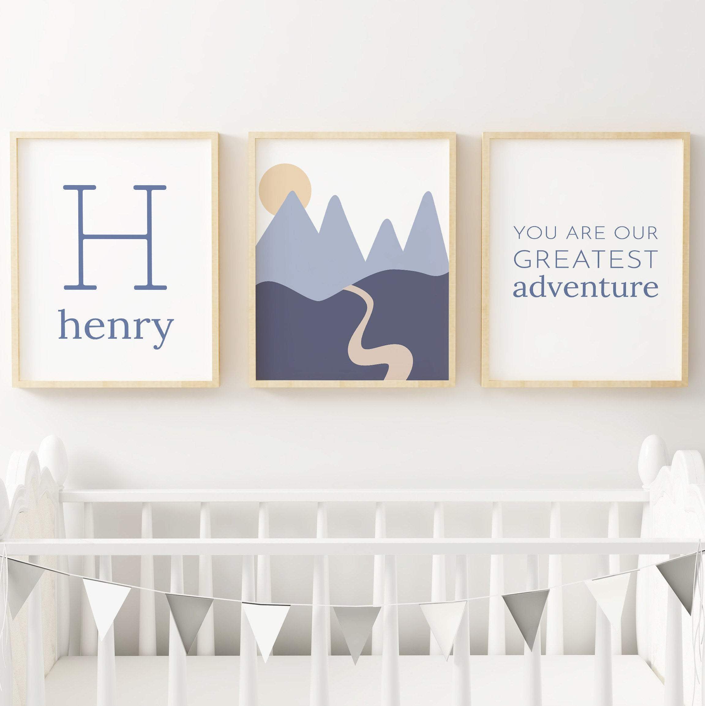 Southwestern Wall Art Nursery - Set of 3, Framed Wall Art for Kids, Personalized Nursery Wall Art, Boys Room Decor, Newborn Baby Boy Nursery The Graceful Goose